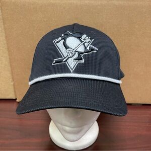 Pittsburgh Penguins NHL Black Large Logo Rope Adjustable Snapback Hat Cap Hockey